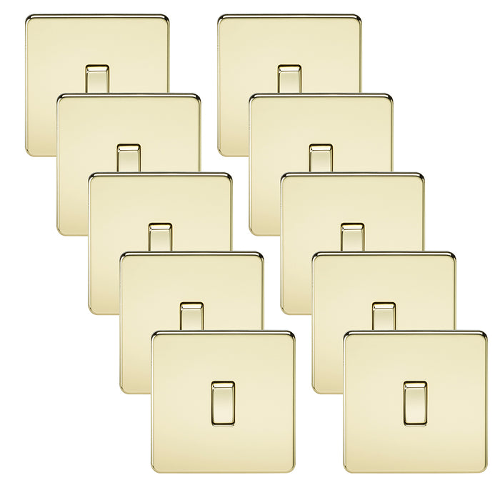 Knightsbridge SF2000PBx10 Screwless 10AX 1G 2-Way Switch - Polished Brass (10 Pack)