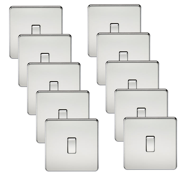 Knightsbridge SF2000PCx10 Screwless 10AX 1G 2-Way Switch - Polished Chrome (10 Pack)