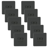 Knightsbridge SF3000ATx10 Screwless 10AX 2G 2-Way Switch - Anthracite (10 Pack)