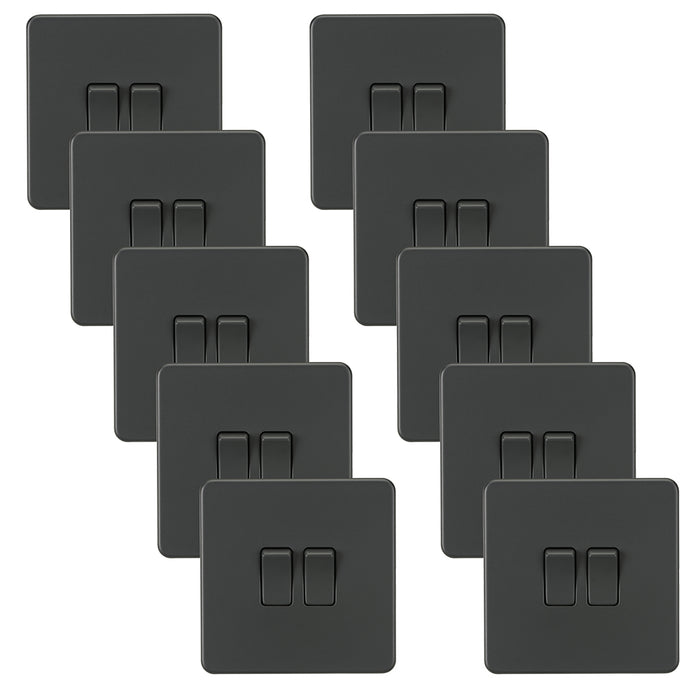 Knightsbridge SF3000ATx10 Screwless 10AX 2G 2-Way Switch - Anthracite (10 Pack)
