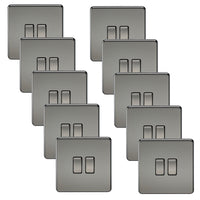 Knightsbridge SF3000BNx10 Screwless 10AX 2G 2-Way Switch - Black Nickel (10 Pack)