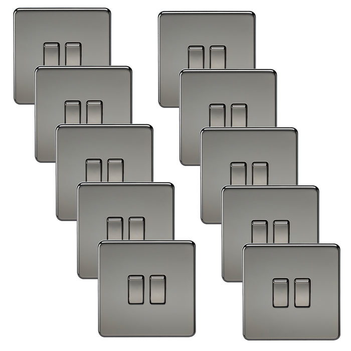 Knightsbridge SF3000BNx10 Screwless 10AX 2G 2-Way Switch - Black Nickel (10 Pack)