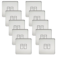 Knightsbridge SF3000PCx10 Screwless 10AX 2G 2-Way Switch - Polished Chrome (10 Pack)