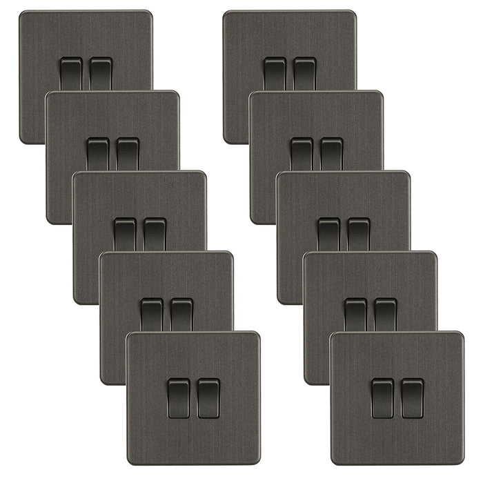 Knightsbridge SF3000SBx10 Screwless 10AX 2G 2-Way Switch - Smoked Bronze (10 Pack)