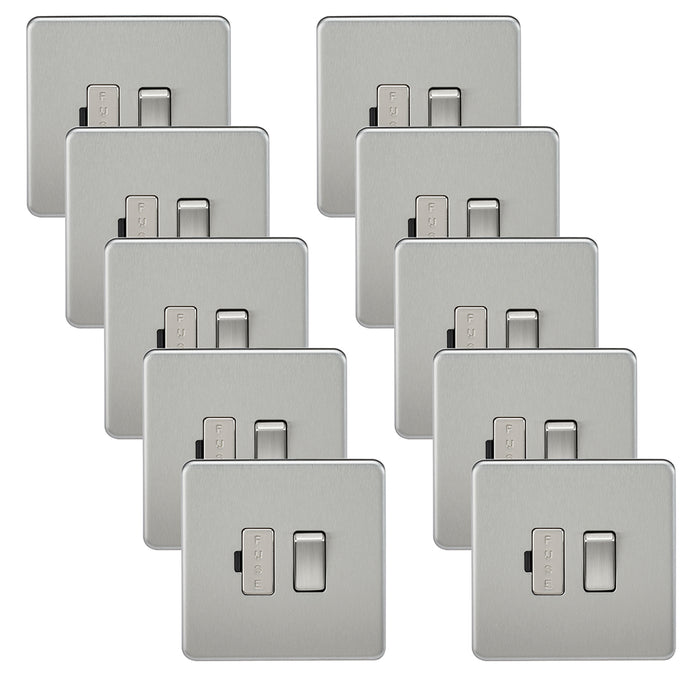 Knightsbridge SF6300BCx10 Screwless 13A Switched Fused Spur Unit - Brushed Chrome (10 Pack)