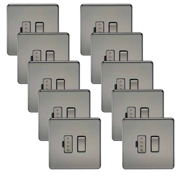 Knightsbridge SF6300BNx10 Screwless 13A Switched Fused Spur Unit - Black Nickel (10 Pack)