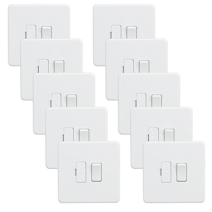 Knightsbridge SF6300MWx10 Screwless 13A Switched Fused Spur Unit - Matt White (10 Pack)