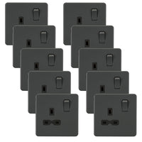 Knightsbridge SFR7000ATx10 Screwless 13A 1G DP Switched Socket - Anthracite (10 Pack)