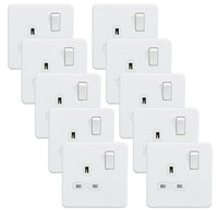 Knightsbridge SFR7000MWx10 Screwless 13A 1G DP Switched Socket - Matt White (10 Pack)