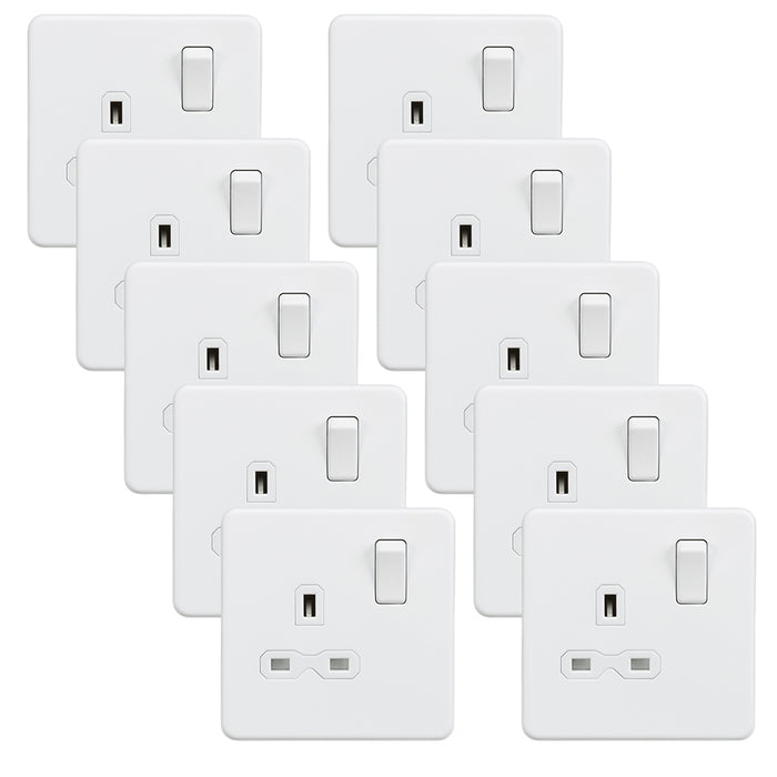 Knightsbridge SFR7000MWx10 Screwless 13A 1G DP Switched Socket - Matt White (10 Pack)
