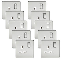 Knightsbridge SFR7000PCWx10 Screwless 13A 1G DP Switched Socket - Polished Chrome + White Insert (10 Pack)
