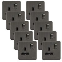 Knightsbridge SFR7000SBx10 Screwless 13A 1G DP Switched Socket - Smoked Bronze (10 Pack)