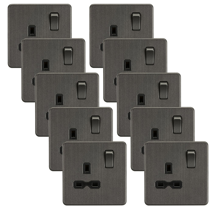 Knightsbridge SFR7000SBx10 Screwless 13A 1G DP Switched Socket - Smoked Bronze (10 Pack)