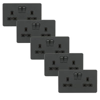 Knightsbridge SFR9000ATx5 Screwless 13A 2G DP Switched Socket - Anthracite (5 Pack)