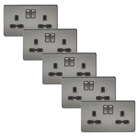 Knightsbridge SFR9000BNx5 Screwless 13A 2G DP Switched Socket - Black Nickel + Black Insert (5 Pack)