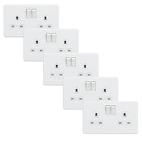 Knightsbridge SFR9000MWx5 Screwless 13A 2G DP Switched Socket - Matt White (5 Pack)