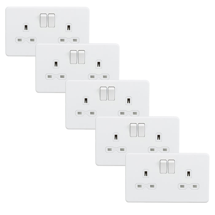 Knightsbridge SFR9000MWx5 Screwless 13A 2G DP Switched Socket - Matt White (5 Pack)