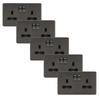 Knightsbridge SFR9000SBx5 Screwless 13A 2G DP Switched Socket - Smoked Bronze (5 Pack)