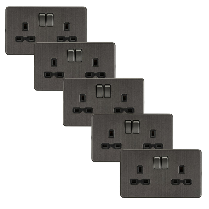 Knightsbridge SFR9000SBx5 Screwless 13A 2G DP Switched Socket - Smoked Bronze (5 Pack)