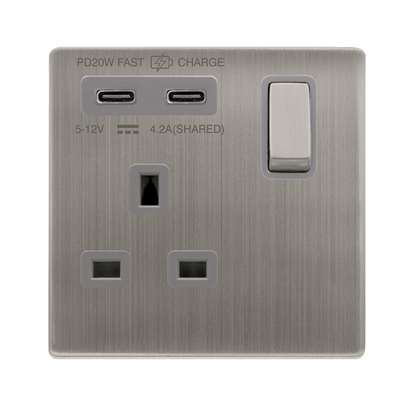 Buy Click Definity Complete SFSS595GY 'Ingot' 13A 1 Gang Switched ...
