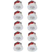 Luceco SFTF5W40/10 FType Spot Decorative LED Downlight 5W 550Lm 4000K Dimmable IP65 White Bezel - Flat (10 Pack)