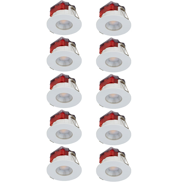 Luceco SFTF5W40/10 FType Spot Decorative LED Downlight 5W 550Lm 4000K Dimmable IP65 White Bezel - Flat (10 Pack)