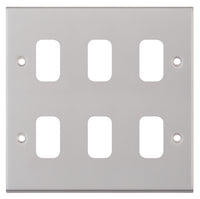 Selectric SGRID360-185 GRID360 7M-PRO 6 Aperture Modular Front Plate - Satin Chrome