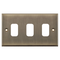 Selectric SGRID360-204 GRID360 7M-PRO 3 Aperture Modular Front Plate - Antique Brass