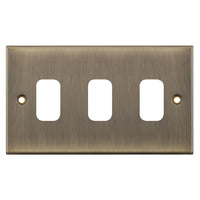 Selectric SGRID360-232 GRID360 5M 3 Aperture Modular Front Plate - Antique Brass