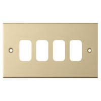 Selectric SGRID360-240 GRID360 5M 4 Aperture Modular Front Plate - Satin Brass