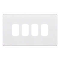 Selectric SGRID360-268 GRID360 5M-PLUS Screwless 4 Aperture Modular Front Plate - Matt White