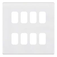 Selectric SGRID360-270 GRID360 5M-PLUS Screwless 8 Aperture Modular Front Plate - Matt White