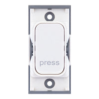 Selectric SGRID360-274 GRID360 10A Retractive Switch Module Marked “PRESS” - White Plastic, White Insert