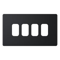 Selectric SGRID360-423 GRID360 5M-PLUS Screwless 4 Aperture Modular Front Plate - Matt Black