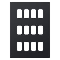 Selectric SGRID360-426 GRID360 5M-PLUS Screwless 12 Aperture Modular Front Plate - Matt Black