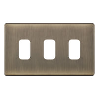 Selectric SGRID360-429 GRID360 5M-PLUS Screwless 3 Aperture Modular Front Plate - Antique Brass