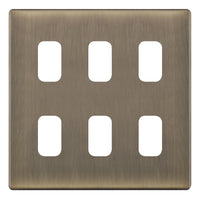 Selectric SGRID360-431 GRID360 5M-PLUS Screwless 6 Aperture Modular Front Plate - Antique Brass