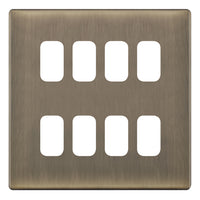 Selectric SGRID360-432 GRID360 5M-PLUS Screwless 8 Aperture Modular Front Plate - Antique Brass