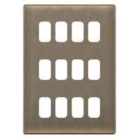 Selectric SGRID360-433 GRID360 5M-PLUS Screwless 12 Aperture Modular Front Plate - Antique Brass
