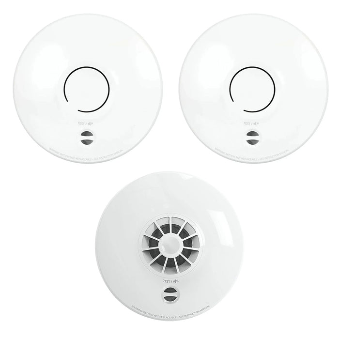 FireAngel Mains Powered SM-SN-1 2x Multi-Sensor Smoke & HM-SN-1 1x Heat Alarm with 10Yr Battery Lithium Back-up