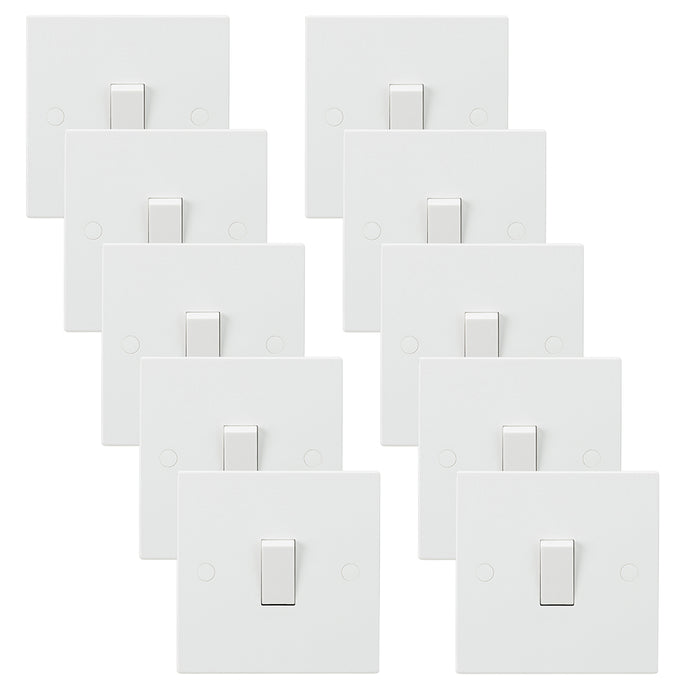 Knightsbridge SN2000x10 White Square Edge 10AX 1G 2-Way Switch (10 Pack)
