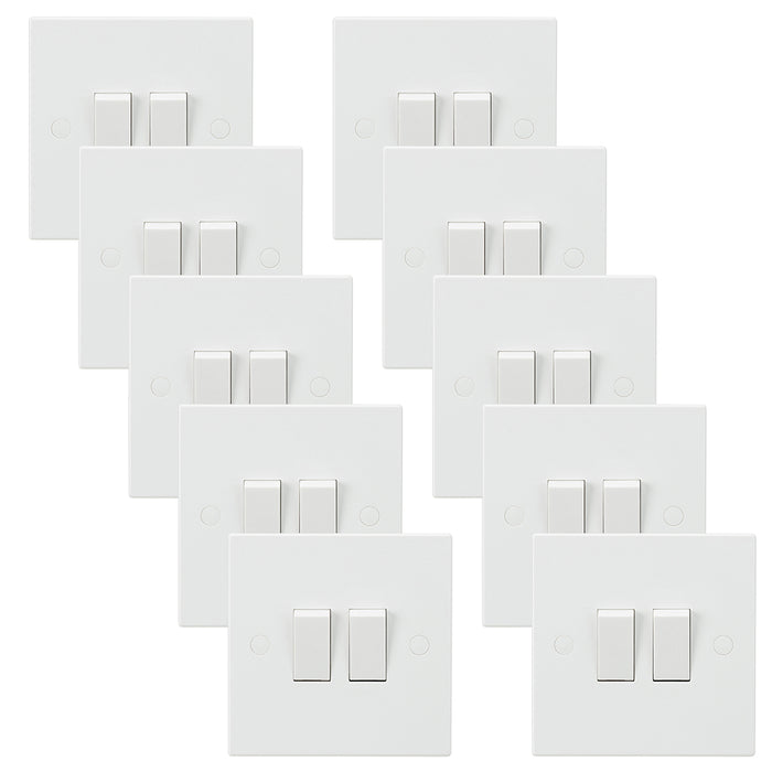 Knightsbridge SN3000x10 White Square Edge 10AX 2G 2-Way Switch (10 Pack)