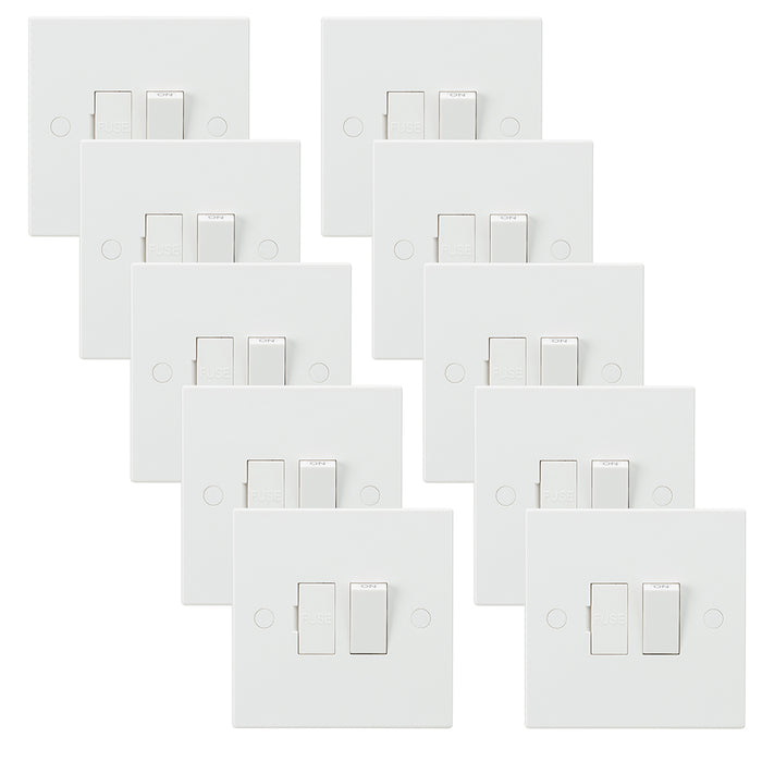 Knightsbridge SN6300x10 White Square Edge 13A Switched Fused Spur Unit (10 Pack)