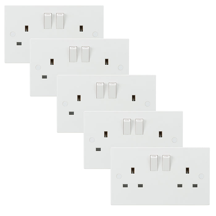 Knightsbridge SN9000Sx5 White Square Edge 13A 2G SP Switched Socket (5 Pack)