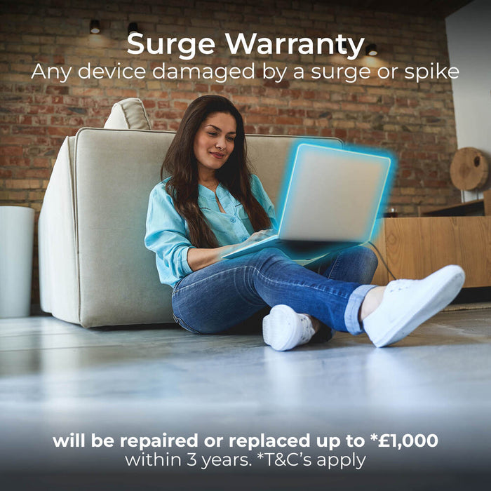 Masterplug SRGUAC106210N 6 Socket 2m 13A Surge Extension Lead + USB A+C White