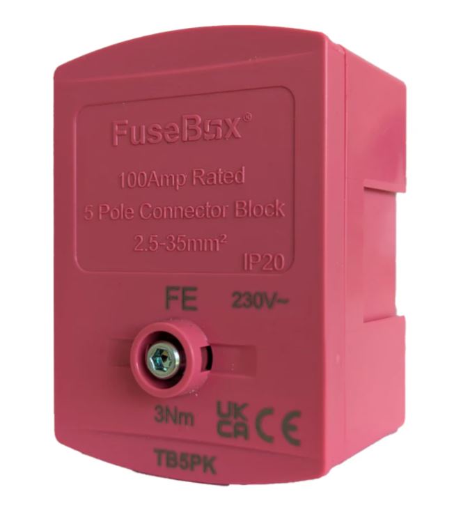 FuseBox TB5PK 100A 5 Pole Terminal Block IP20 Pink — westbasedirect.com