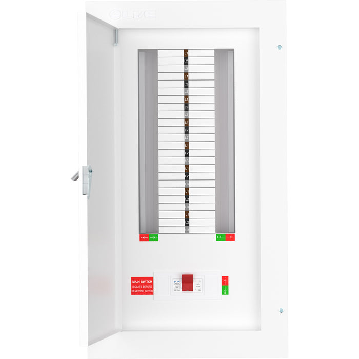 LIVE Electrical TPN16-250 TPN16-250 16 Way TP&N Distribution Board with 3 Pole 250A Main Switch Incomer - westbasedirect.com