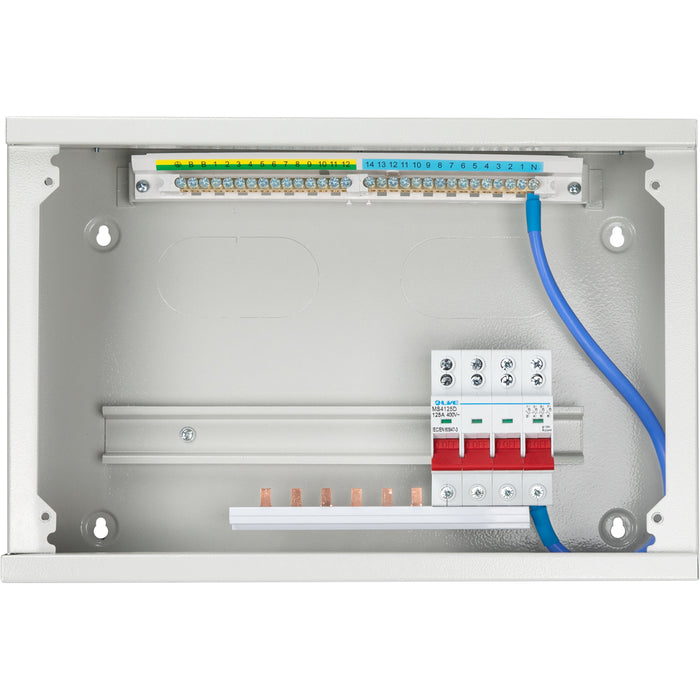 LIVE Electrical TPNH03-100 3 Way Horizontal TPN Distribution Board c/w 100A 4P Switch Disconnector Incomer