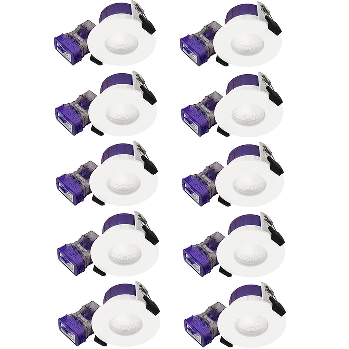 Luceco UTF6WCCT/10 FType Ultra 4W/6W 750lm Power Change & 4 Colour CCT 2700K/3000K/4000K/6000K Dimmable IP65 White - Flat (10 Pack)