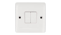 Deta Vimark VP1204 Pro White Moulded 2 Gang 2 Way 10AX Plate Switch